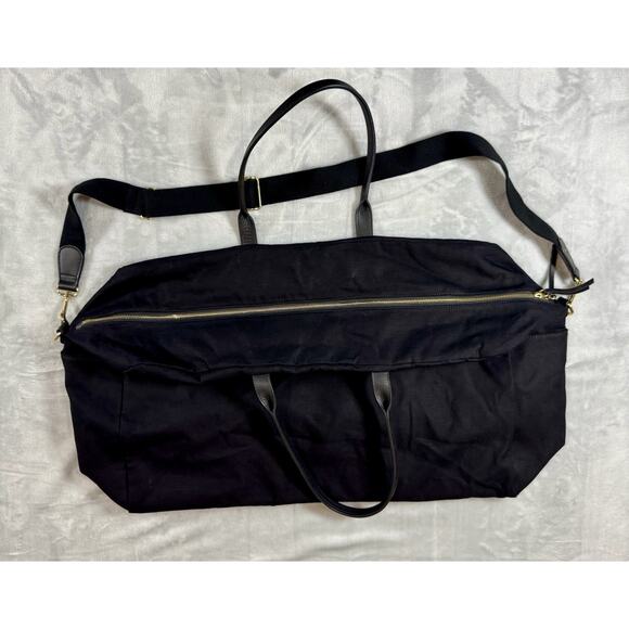 CUYANA Classic Weekender Black Canvas Black Leather Handle Strap Duffle Bag EUC - Picture 2 of 16